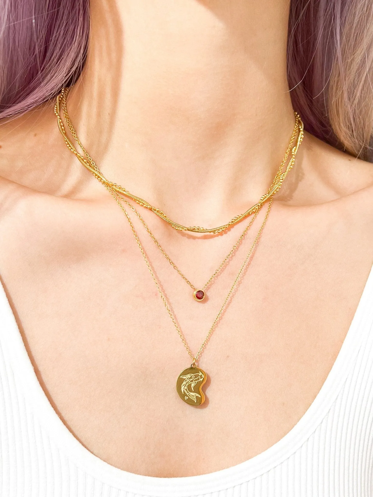 Red Single Gem Necklace in Gold sold by Flaire & Co. product image thumbnail 3