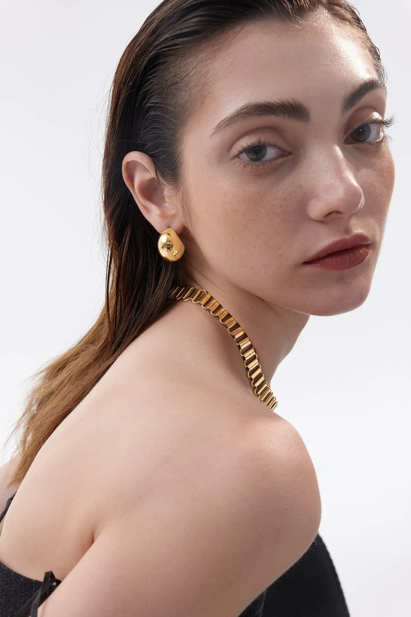 Chunky Hollow Dome Hoops sold by Flaire & Co. product image thumbnail 2