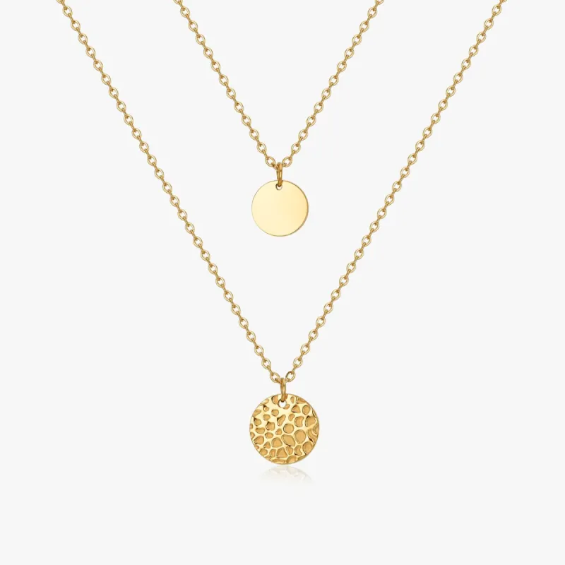 Two Layered Disk Necklace in Gold sold by Flaire & Co.