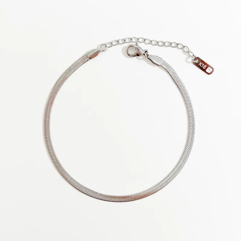 Herringbone Anklet in Silver sold by Flaire & Co.