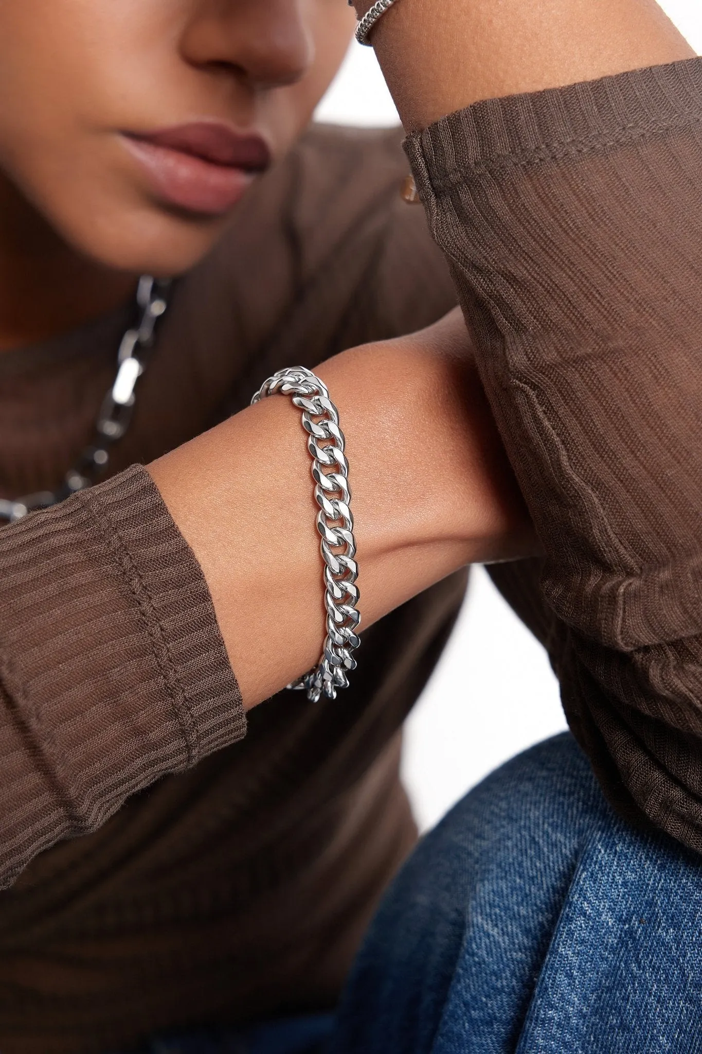 Thick Curb Chain Bracelet Silver sold by Flaire & Co. product image thumbnail 2