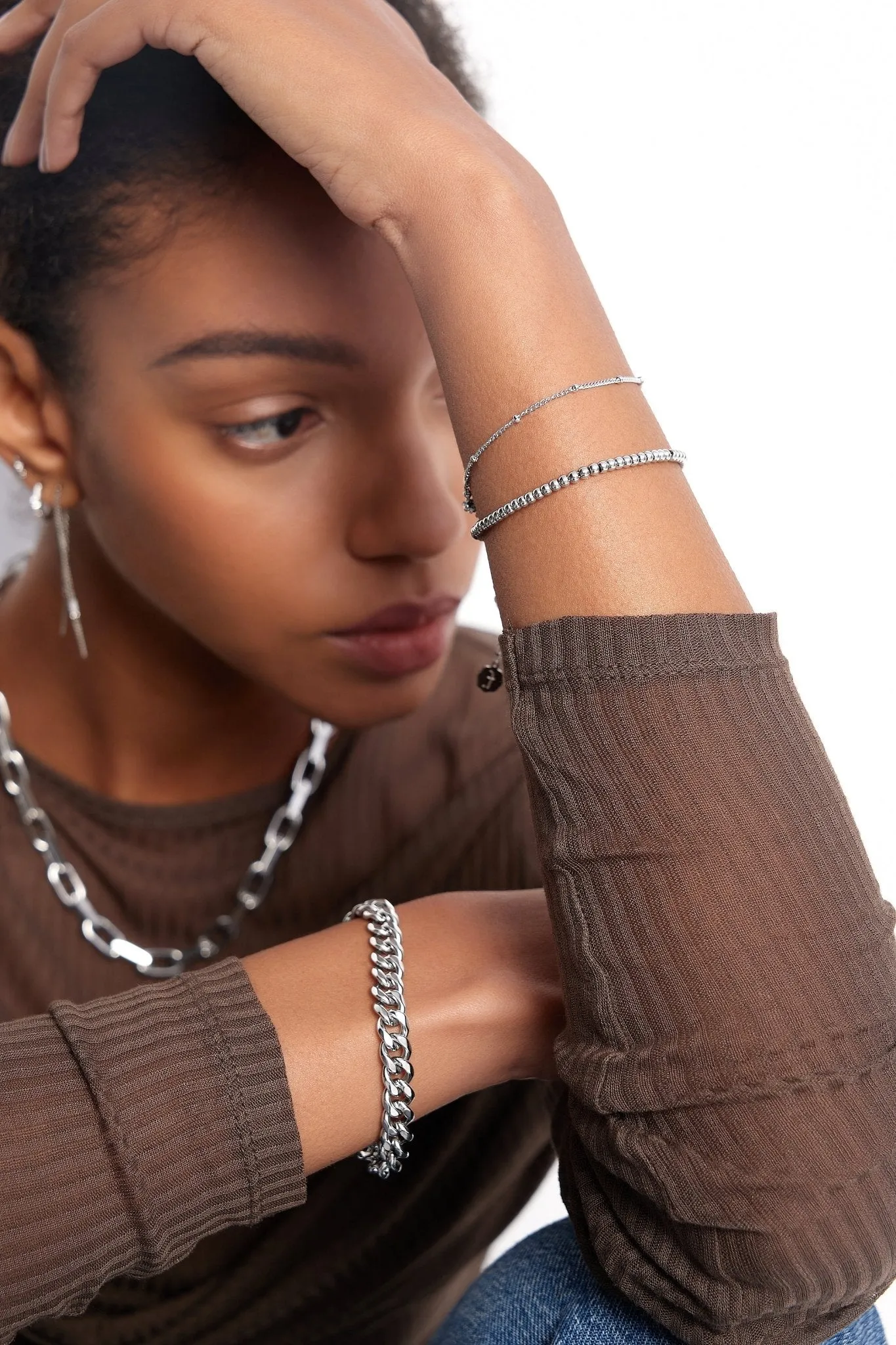 Thick Curb Chain Bracelet Silver sold by Flaire & Co. product image thumbnail 3