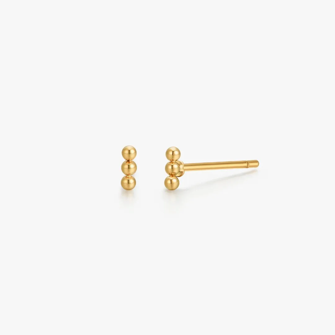Trio Vertical Beads Stud in Gold sold by Flaire & Co.