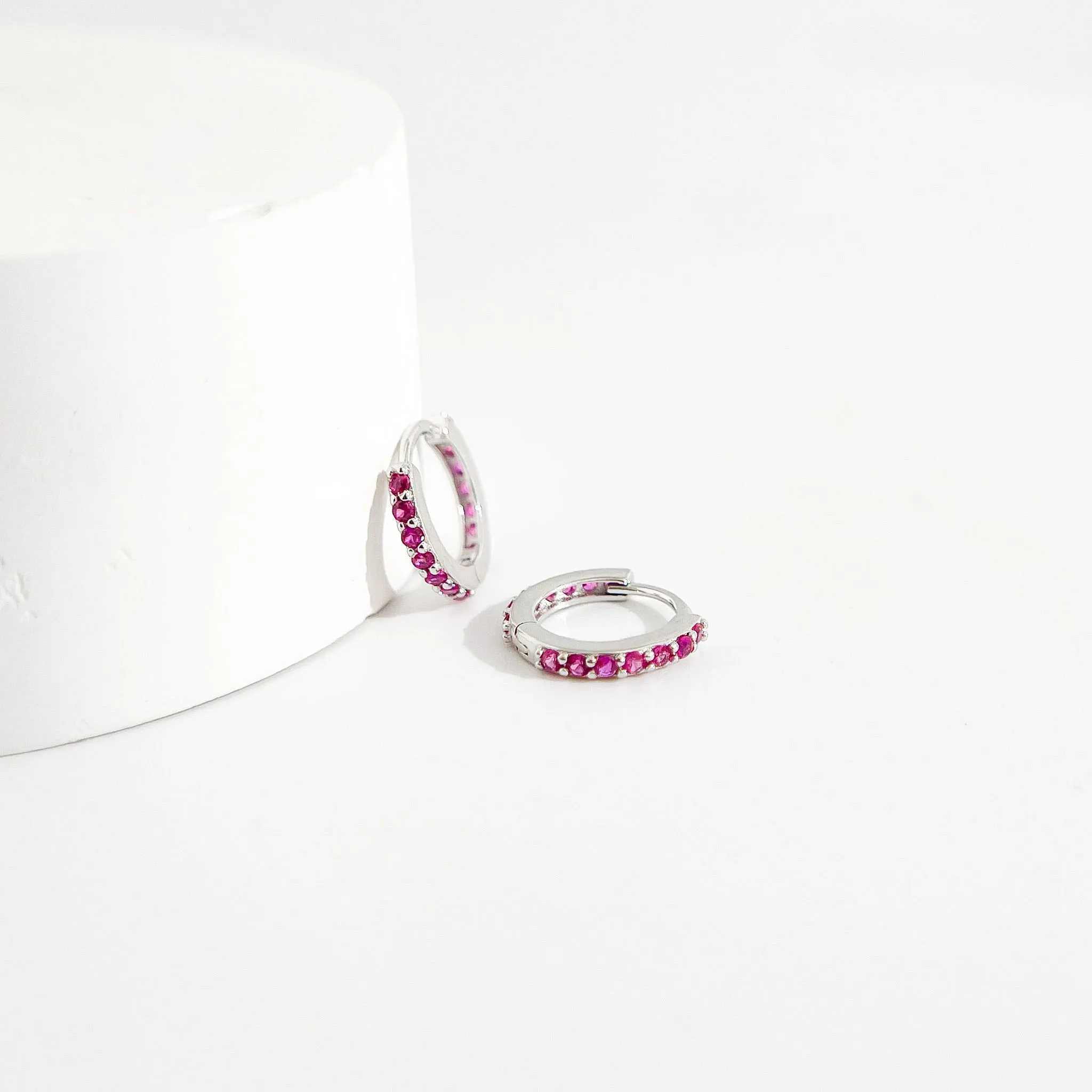 Fuchsia Gems Huggies in Silver sold by Flaire & Co. product image thumbnail 3