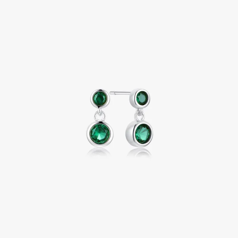 Green Dangle Sterling Earrings in Silver sold by Flaire & Co.