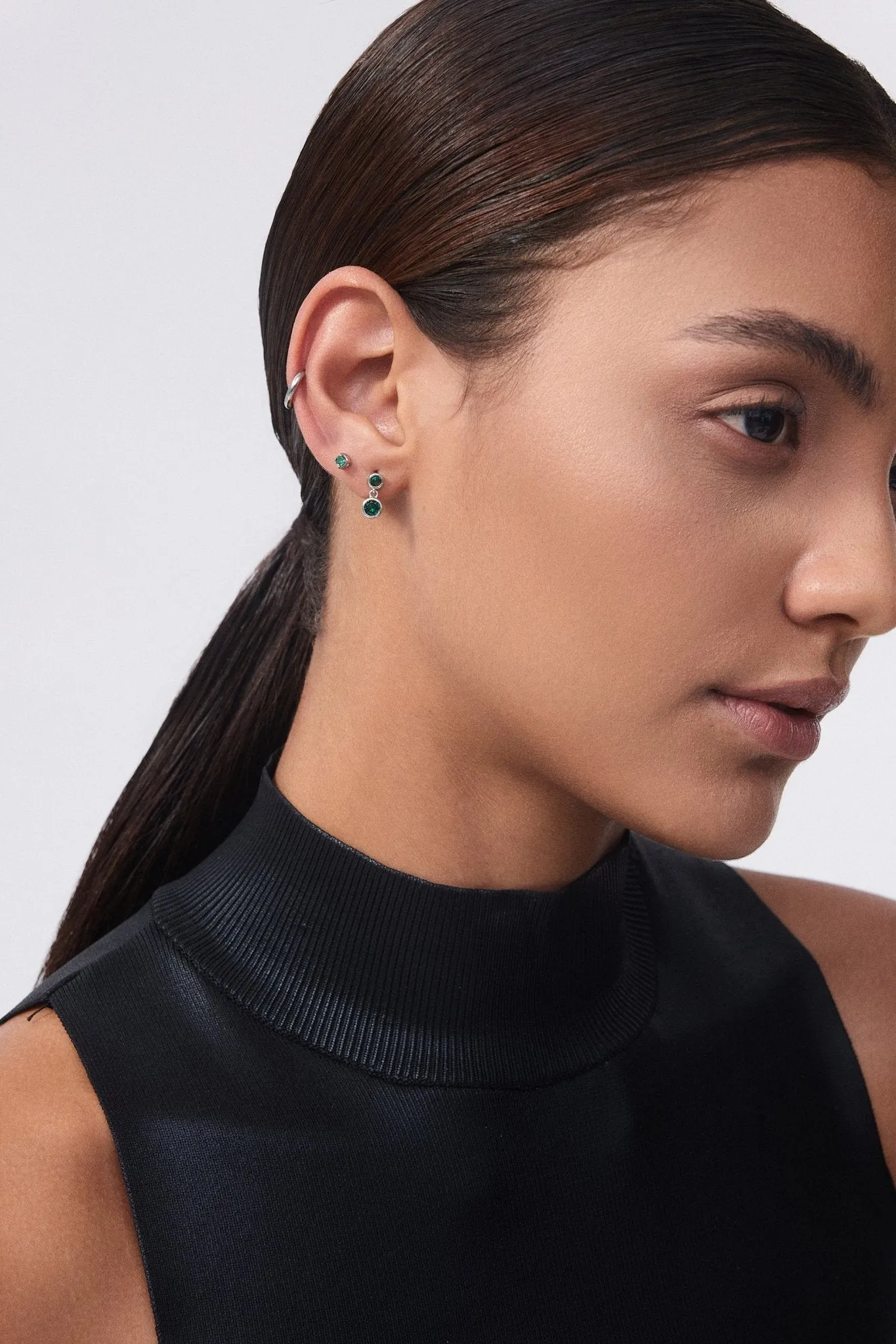 Green Dangle Sterling Earrings in Silver sold by Flaire & Co. product image thumbnail 2