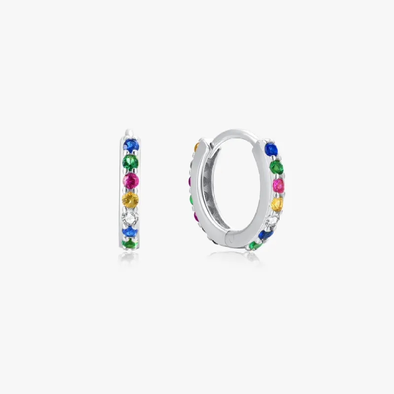 Colorful Gems Huggies in Silver sold by Flaire & Co.