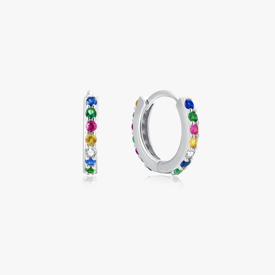 Colorful Gems Huggies in Silver sold by Flaire & Co.