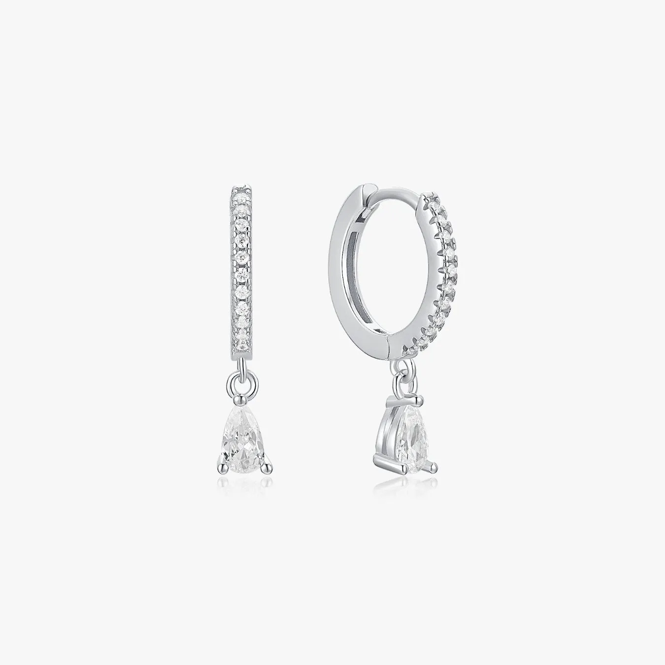 Clear Tear Drop Sterling Huggies sold by Flaire & Co. product image thumbnail 4