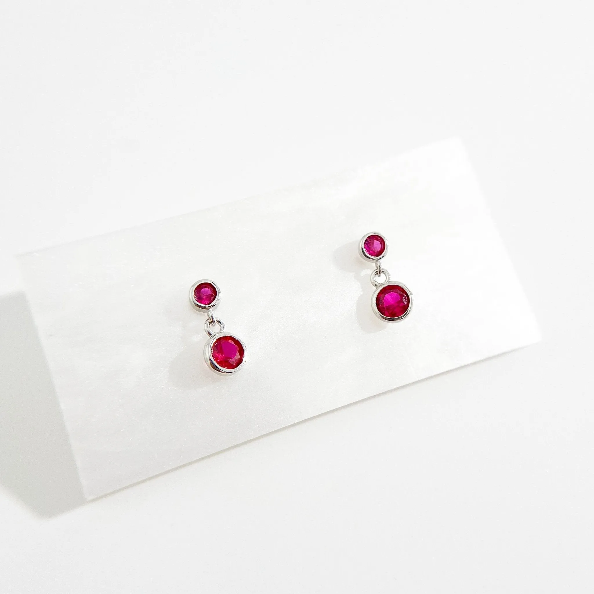 Fuchsia Dangle Sterling Earrings in Silver sold by Flaire & Co. product image thumbnail 2