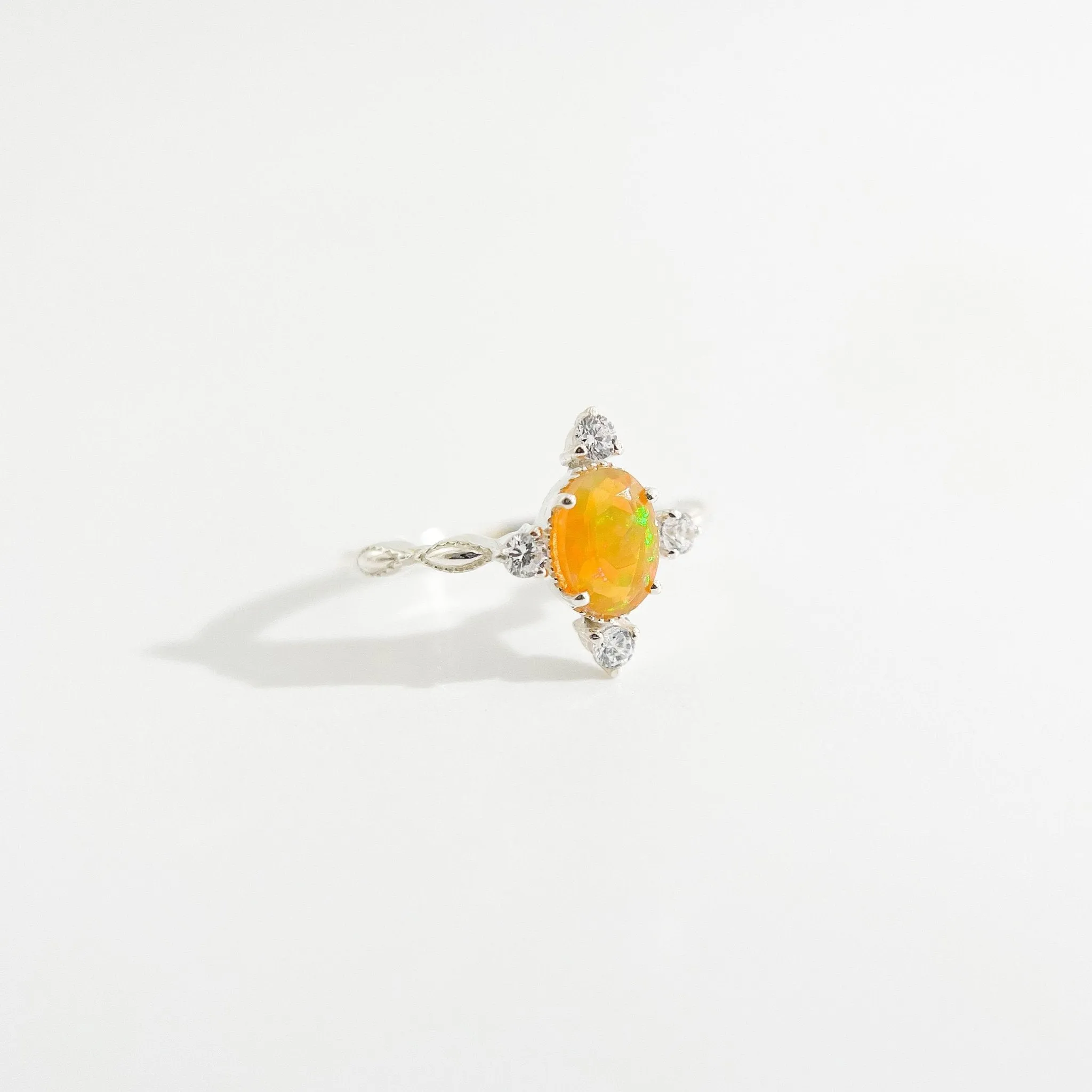 Amaya Orange Opal Sterling Silver Ring sold by Flaire & Co.