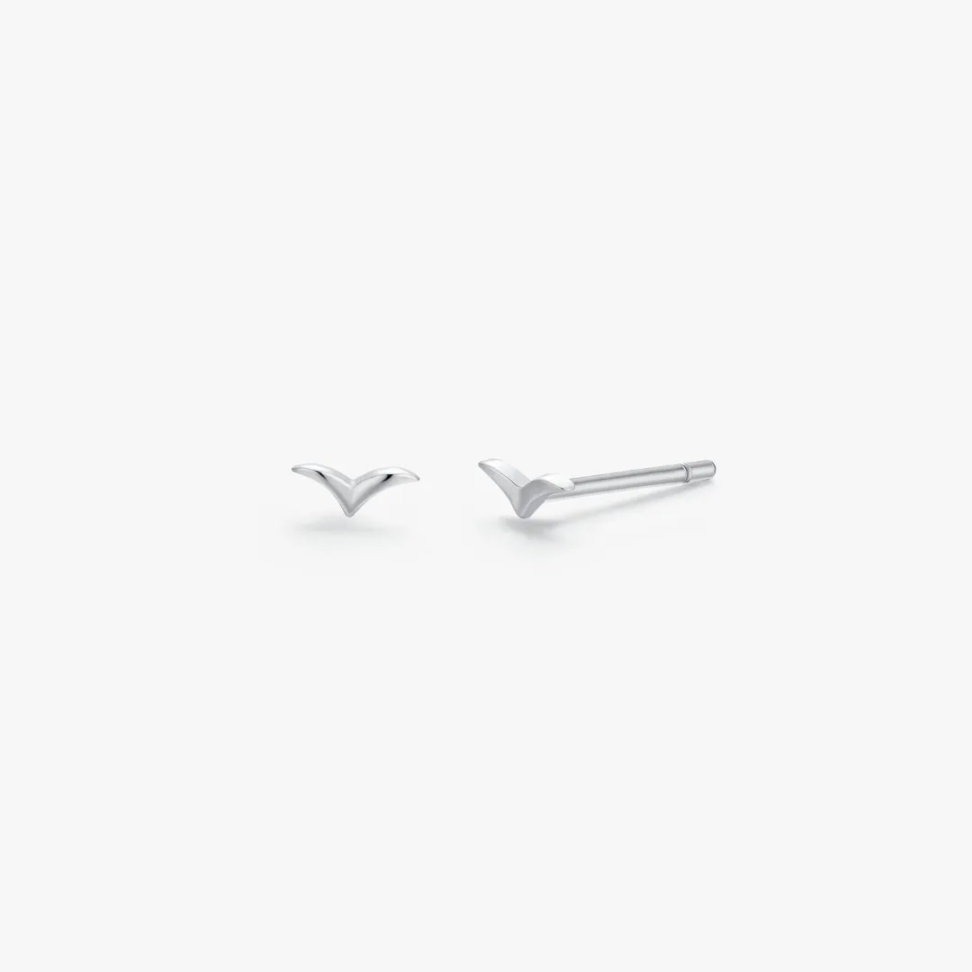 Micro Seagull Studs in Silver sold by Flaire & Co.
