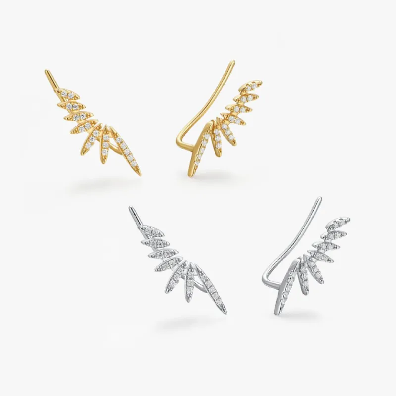 Pave Feathered Ear Climbers sold by Flaire & Co.