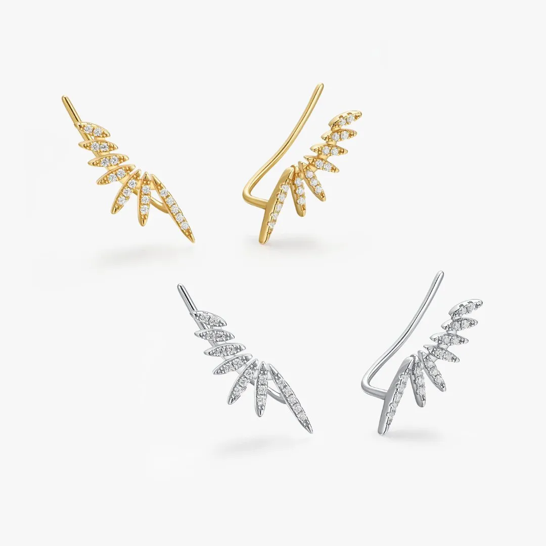 Pave Feathered Ear Climbers sold by Flaire & Co.