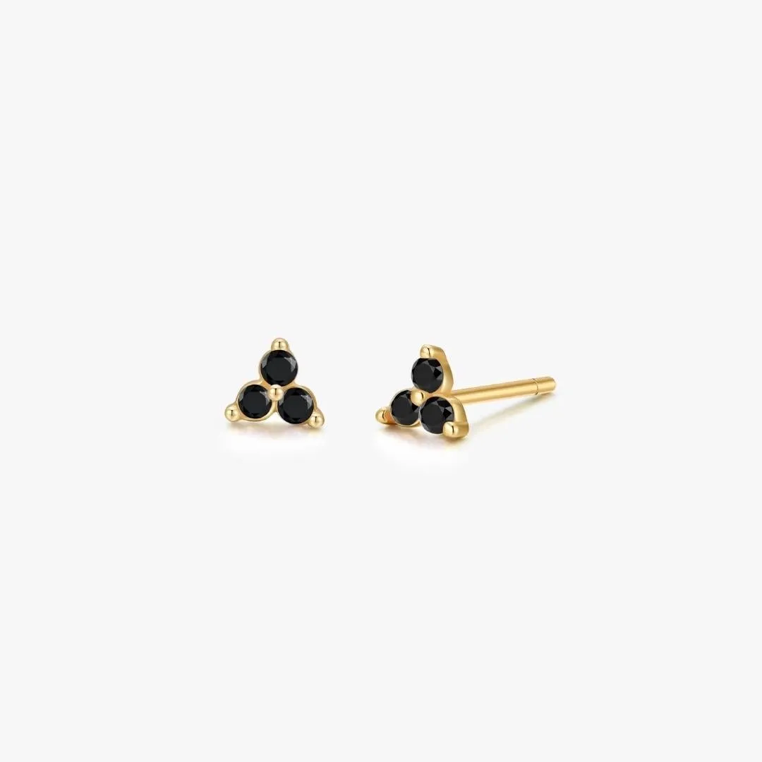Black Twinkle Sterling Studs in Gold sold by Flaire & Co.