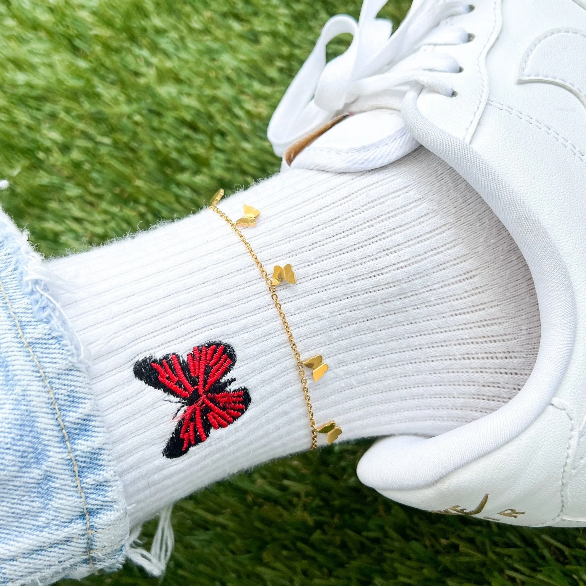 Dangling Butterfly Anklet sold by Flaire & Co. product image thumbnail 2