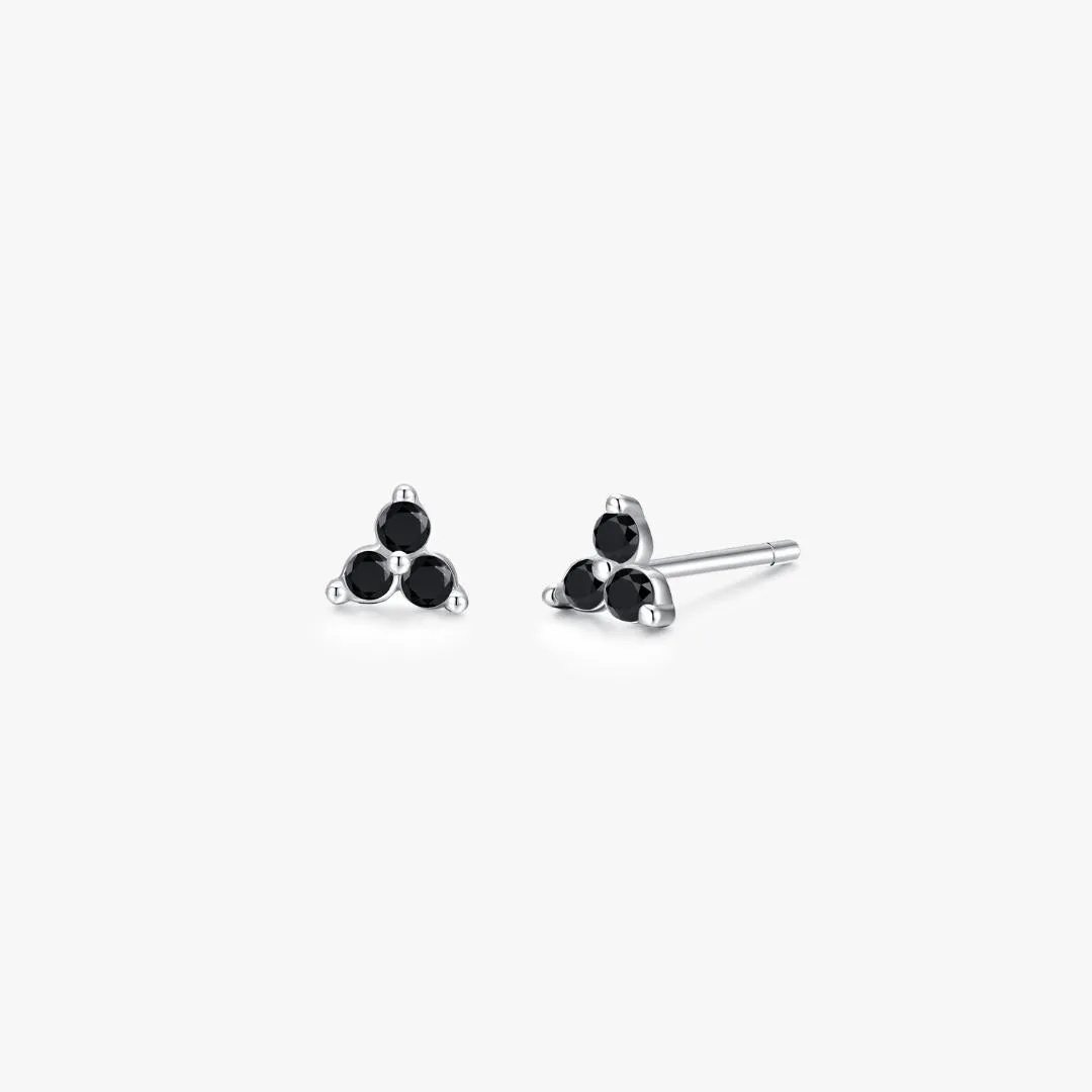 Black Twinkle Sterling Studs in Silver sold by Flaire & Co.