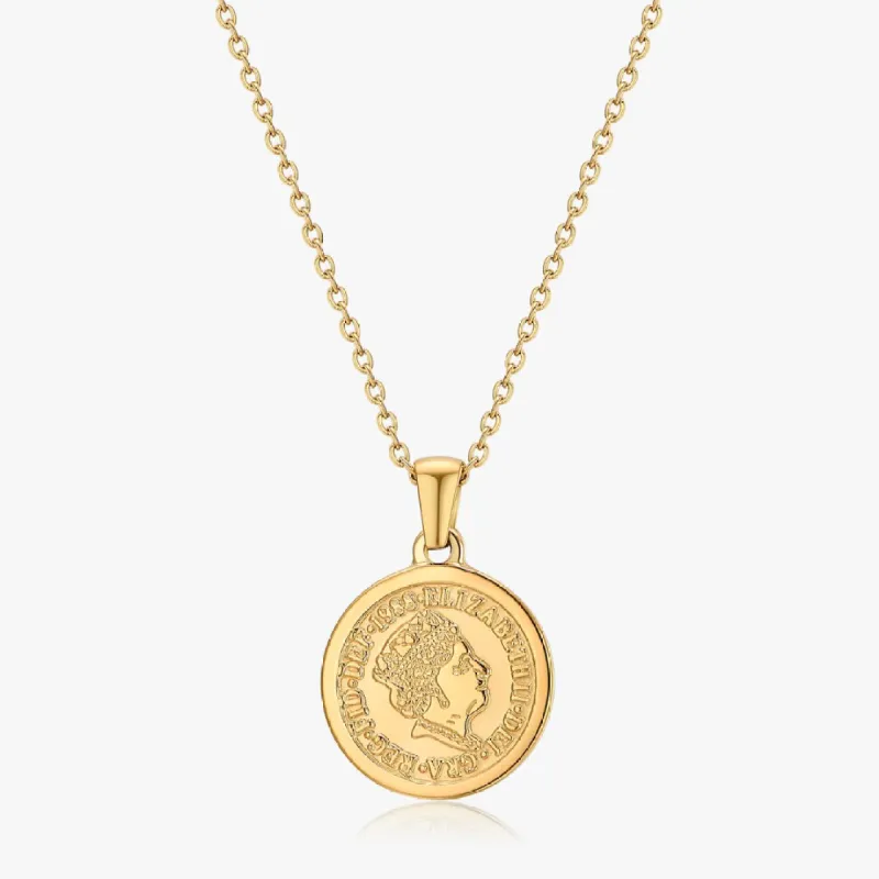 Queen Coin Necklace in Gold sold by Flaire & Co.