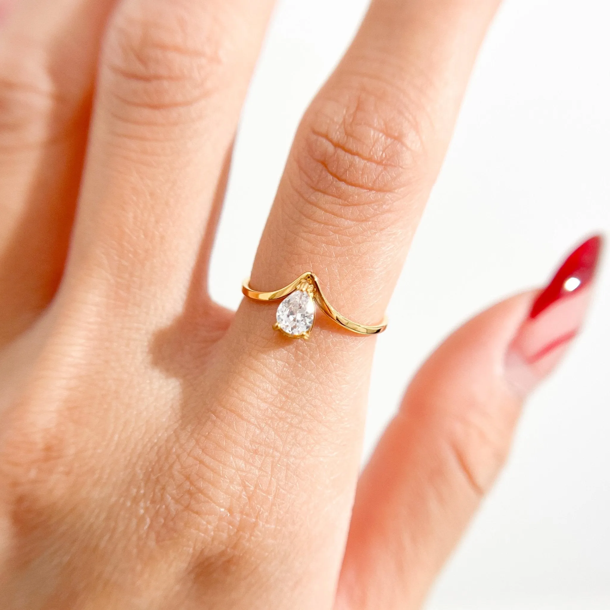 Tear Drop Gem Ring in Gold sold by Flaire & Co. product image thumbnail 4