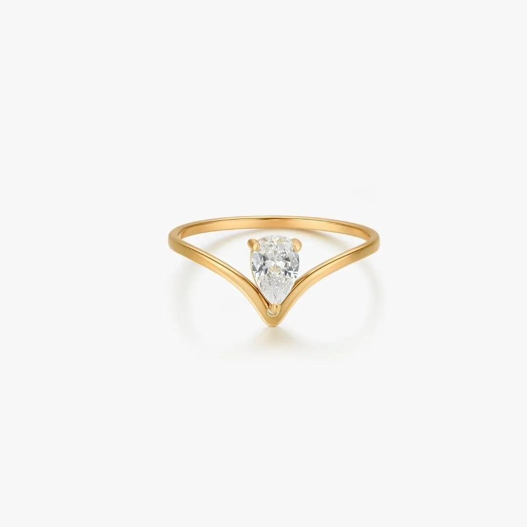 Tear Drop Gem Ring in Gold sold by Flaire & Co.