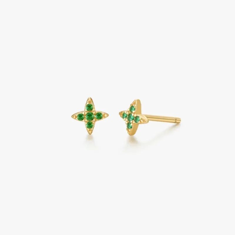 Green Gem Estrella Studs in Gold sold by Flaire & Co.