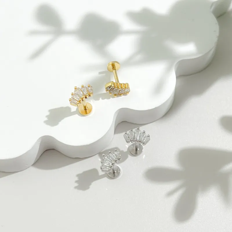 Crown Threadless Flat Back Stud sold by Flaire & Co.