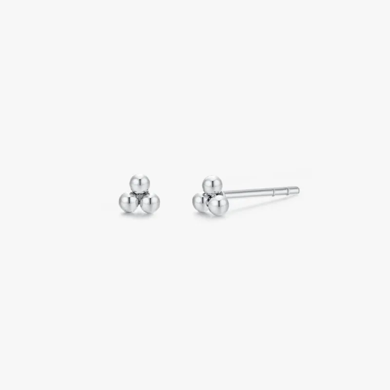 Trio Triangle Beads Stud in Silver sold by Flaire & Co.