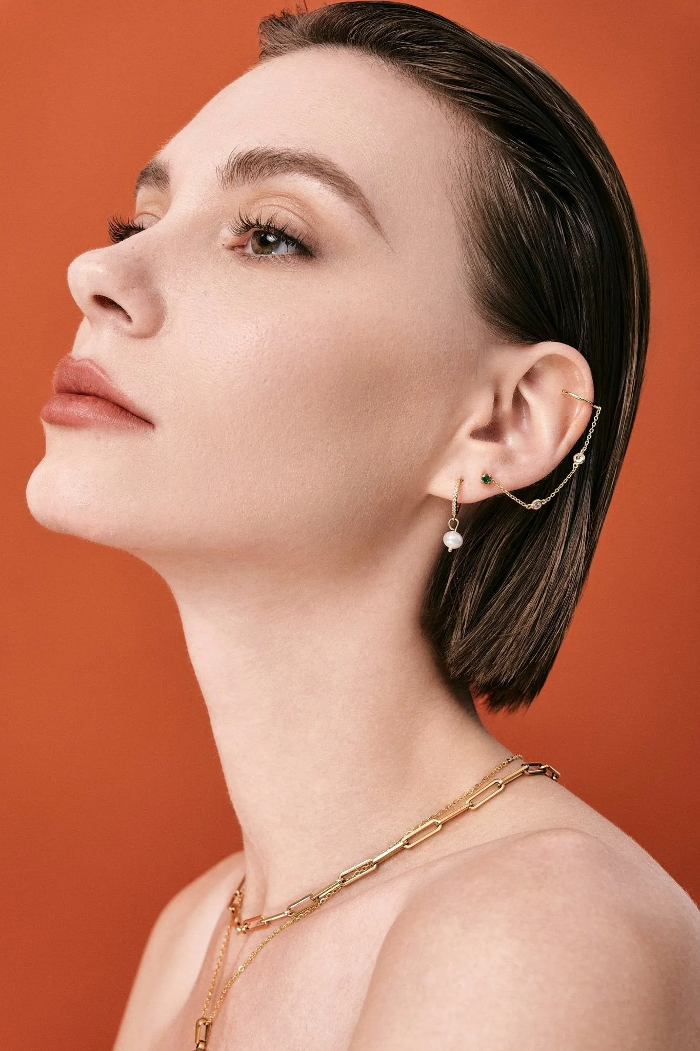 Crystal Chain Cuff Stud Jacket in Gold sold by Flaire & Co. product image thumbnail 3