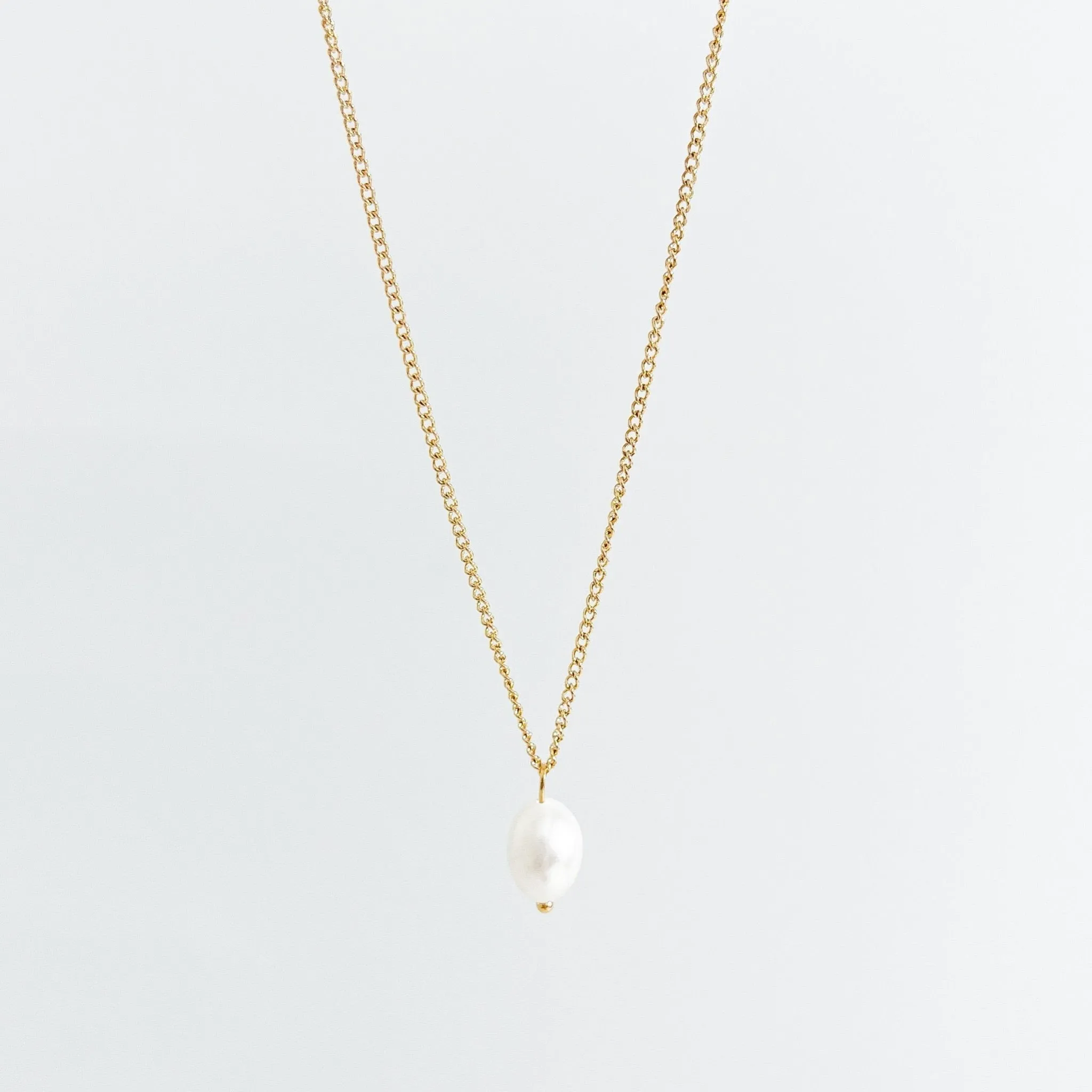 Single Pearl Necklace in Gold sold by Flaire & Co. product image thumbnail 3