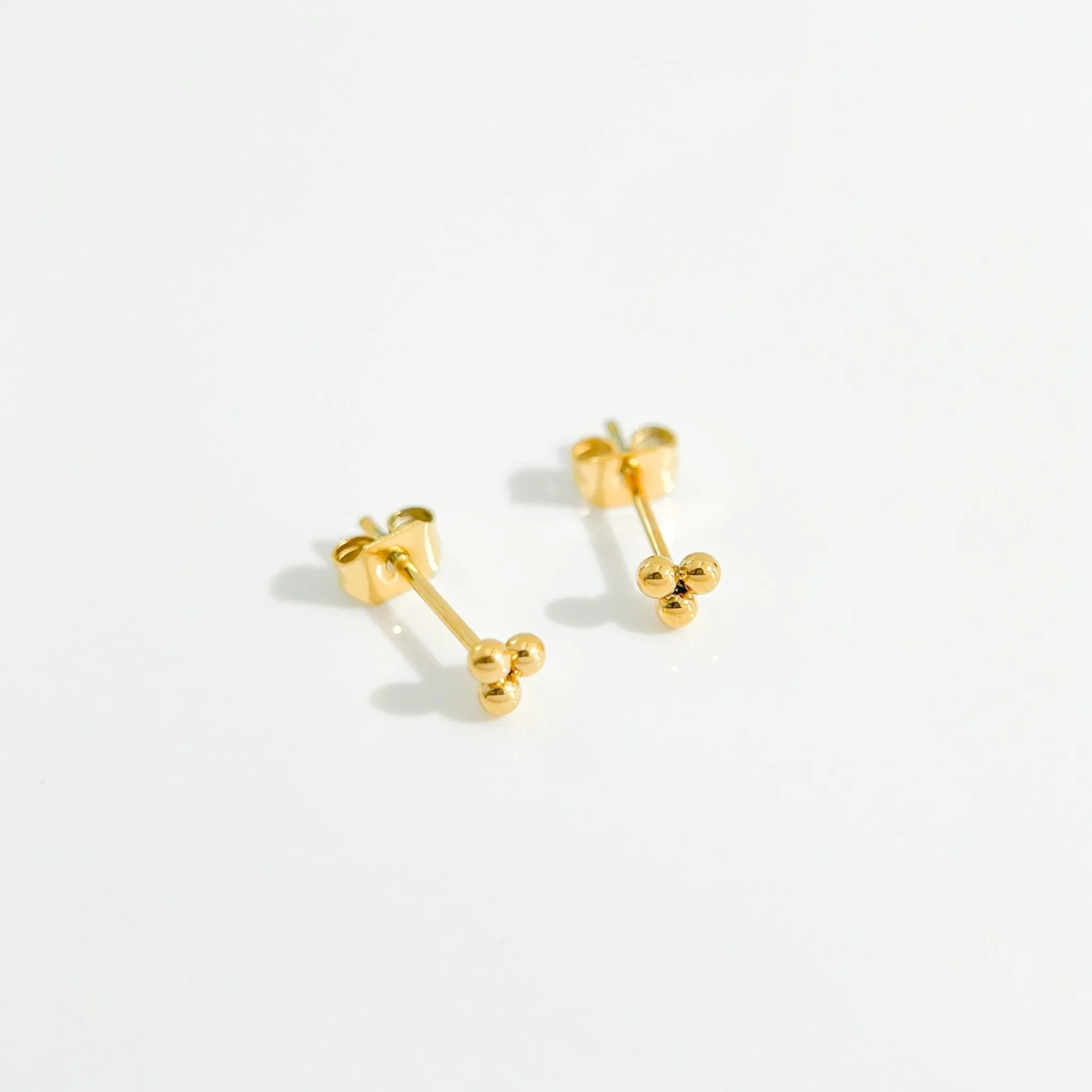 Trio Triangle Beads Stud in Gold sold by Flaire & Co. product image thumbnail 3