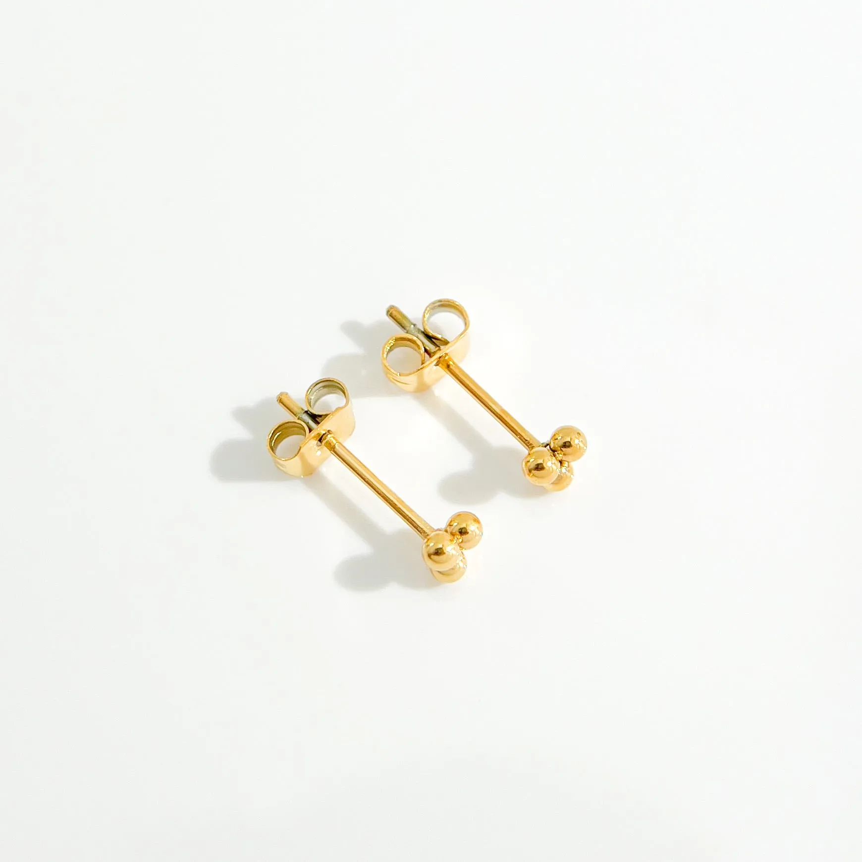 Trio Triangle Beads Stud in Gold sold by Flaire & Co. product image thumbnail 4