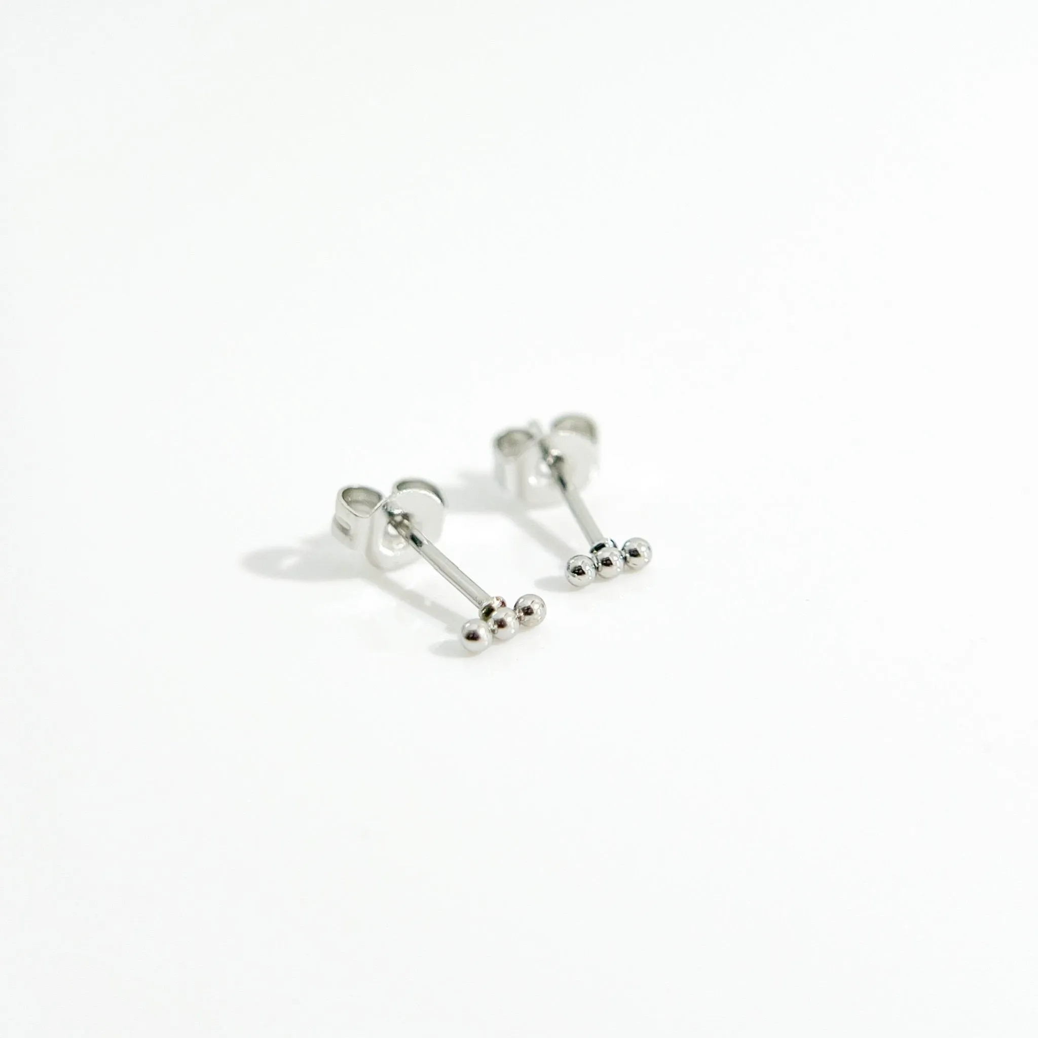Trio Vertical Beads Stud in Silver sold by Flaire & Co. product image thumbnail 5