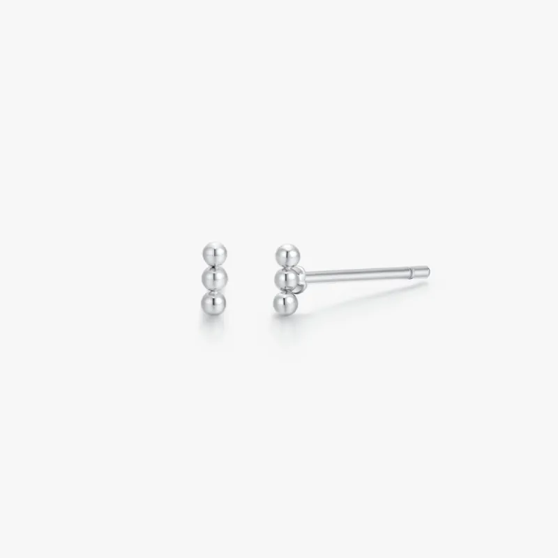 Trio Vertical Beads Stud in Silver sold by Flaire & Co.