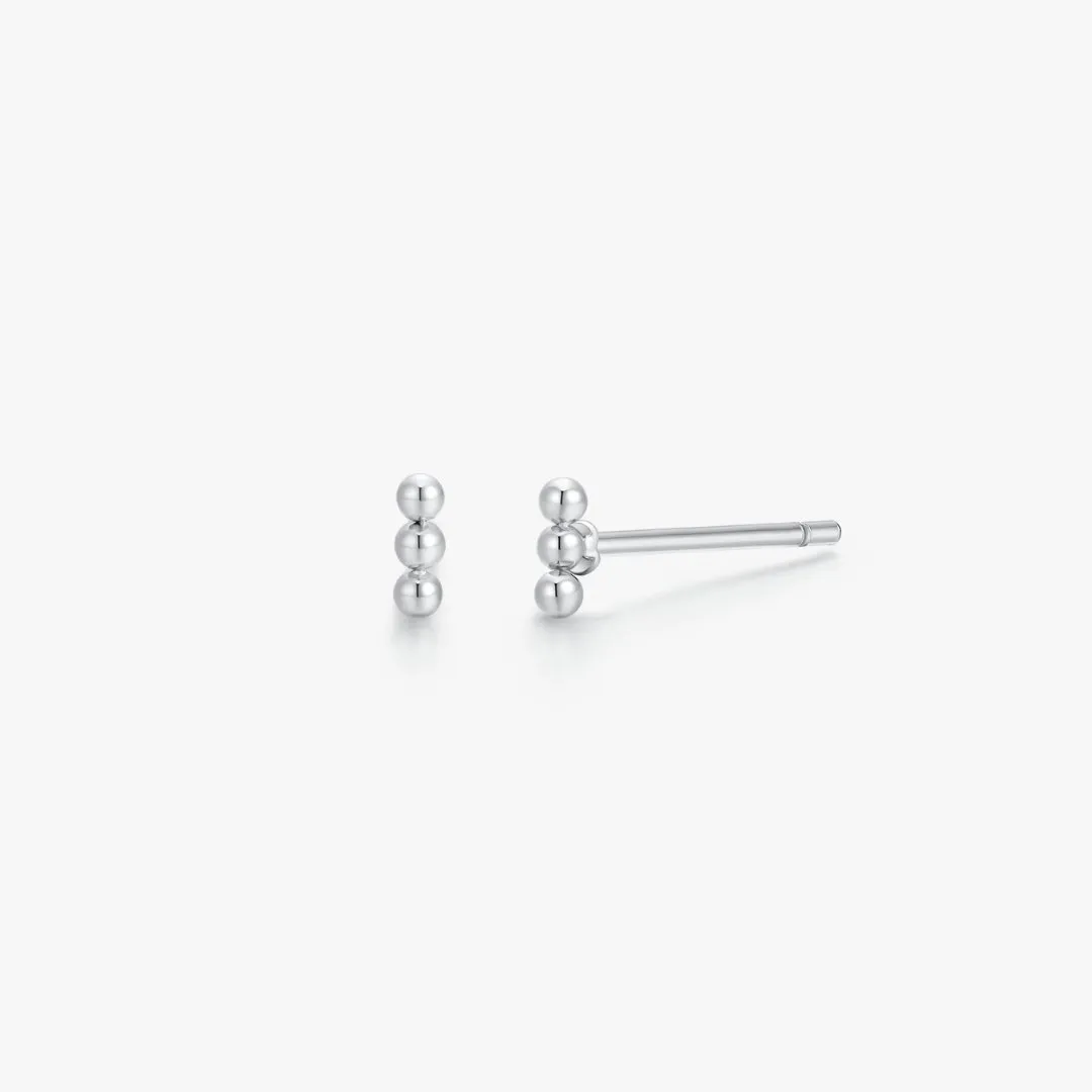 Trio Vertical Beads Stud in Silver sold by Flaire & Co.
