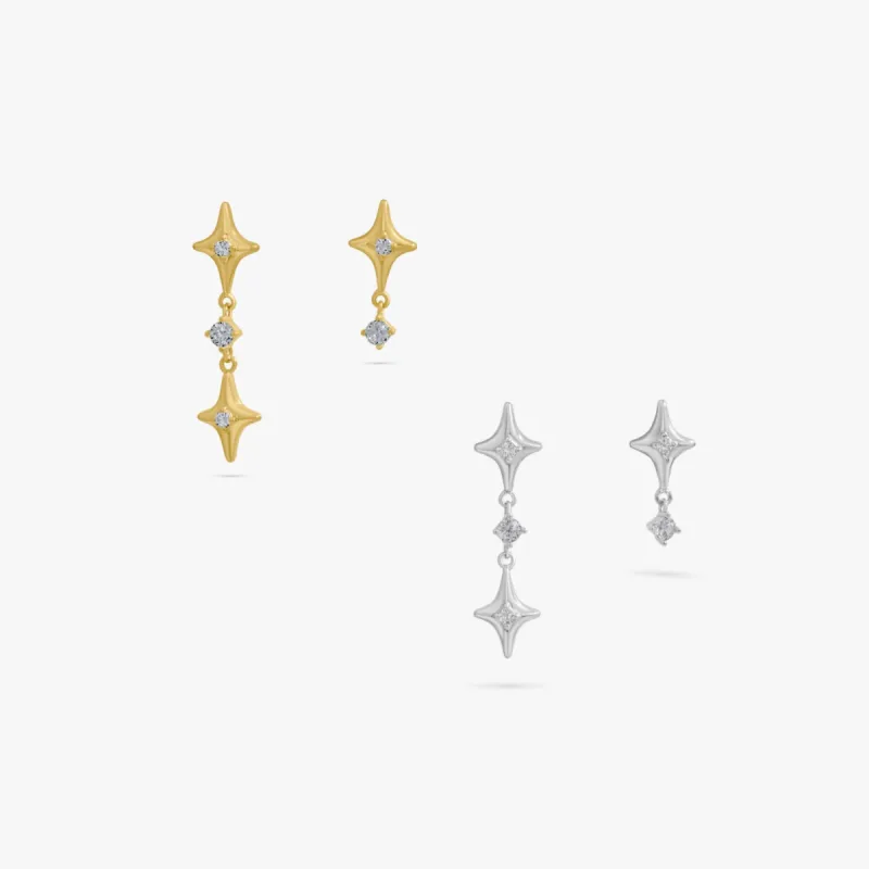 Asymmetrical Dangling Stars Earrings sold by Flaire & Co.