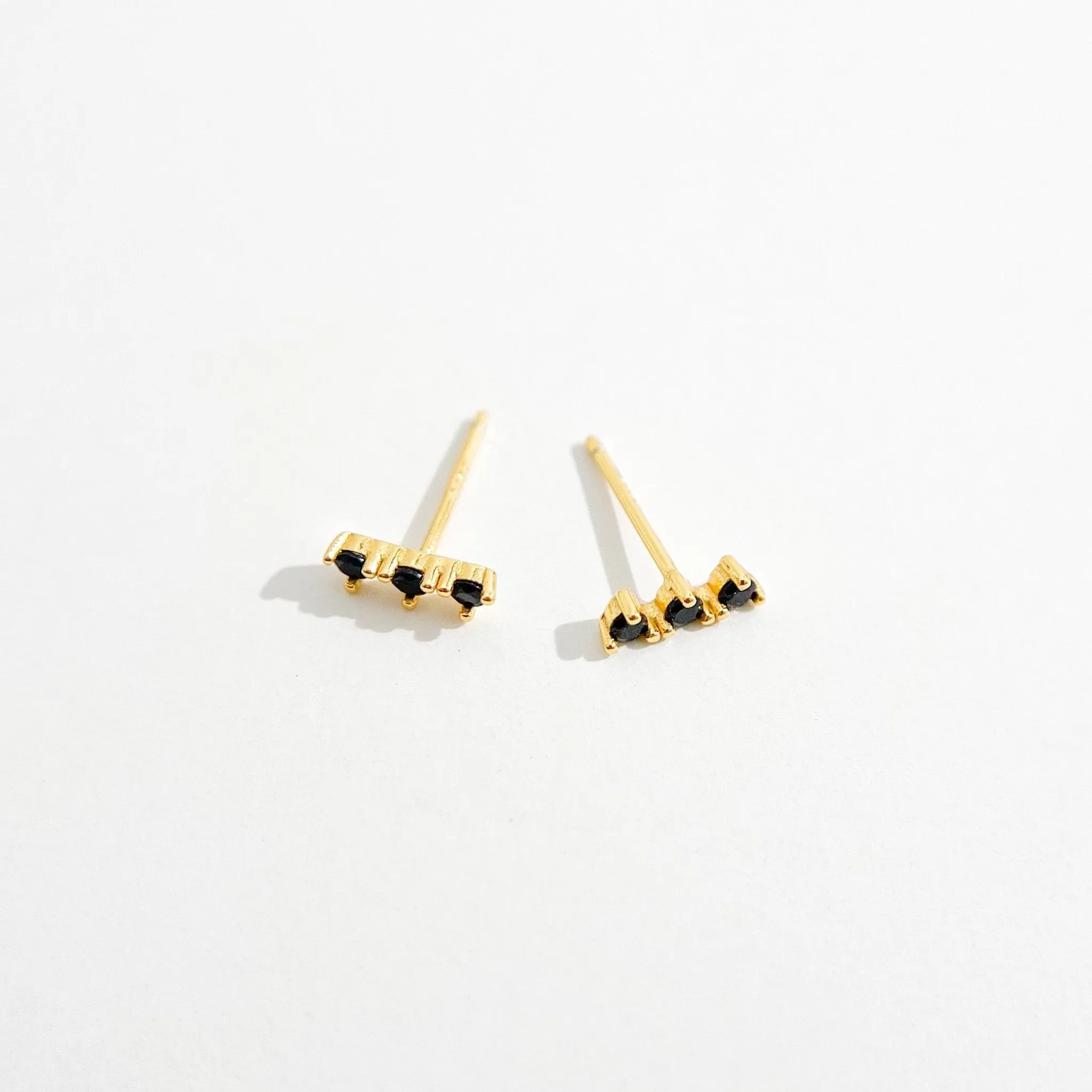 Black Trio Gem Studs in Gold sold by Flaire & Co. product image thumbnail 4