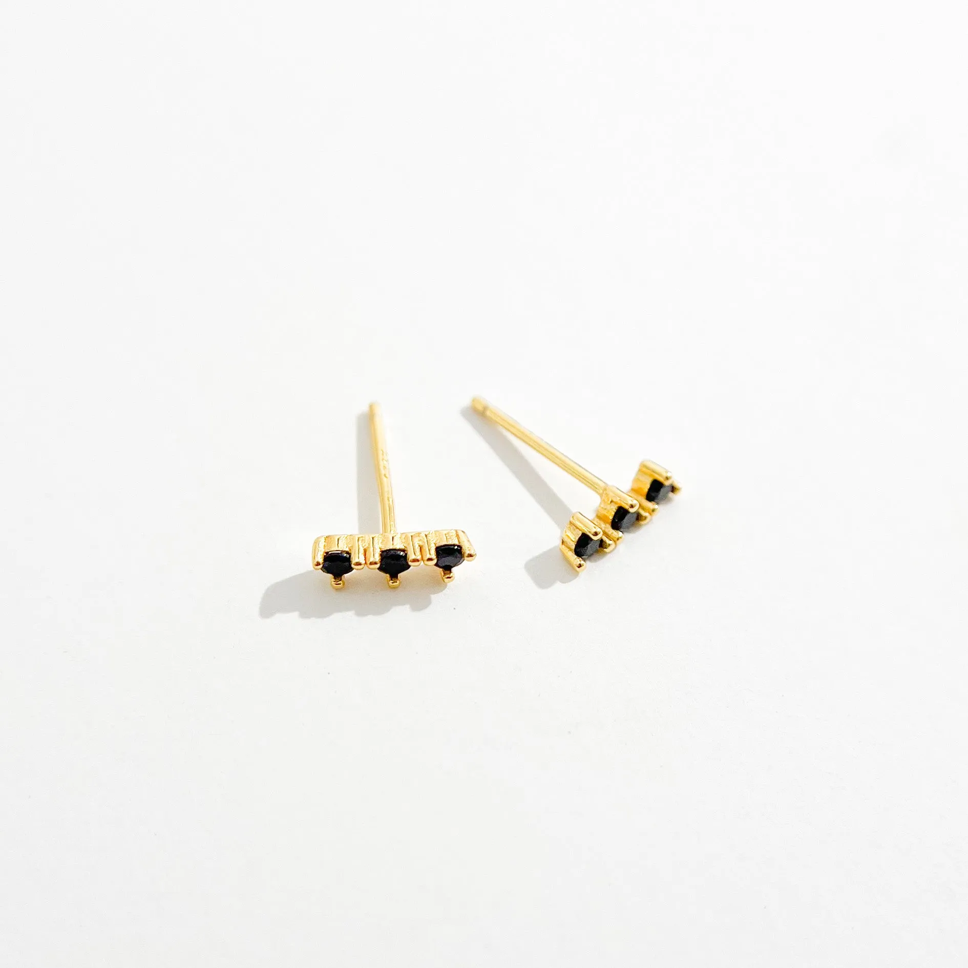 Black Trio Gem Studs in Gold sold by Flaire & Co. product image thumbnail 3