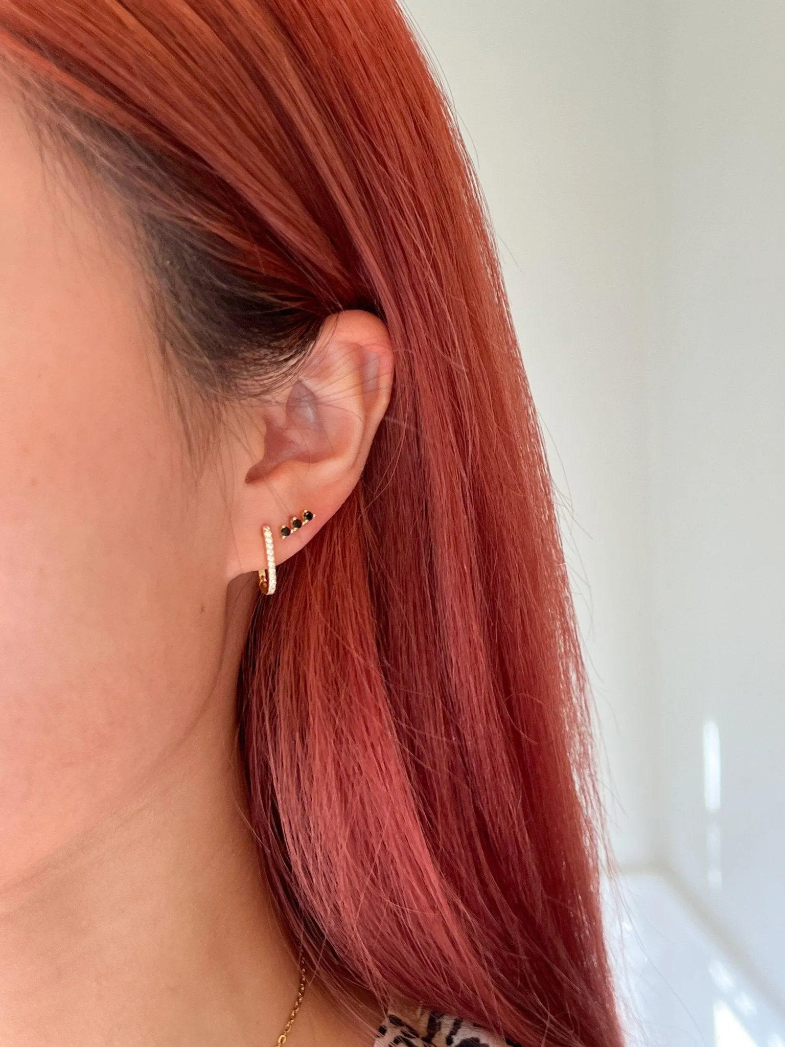 Black Trio Gem Studs in Gold sold by Flaire & Co. product image thumbnail 2