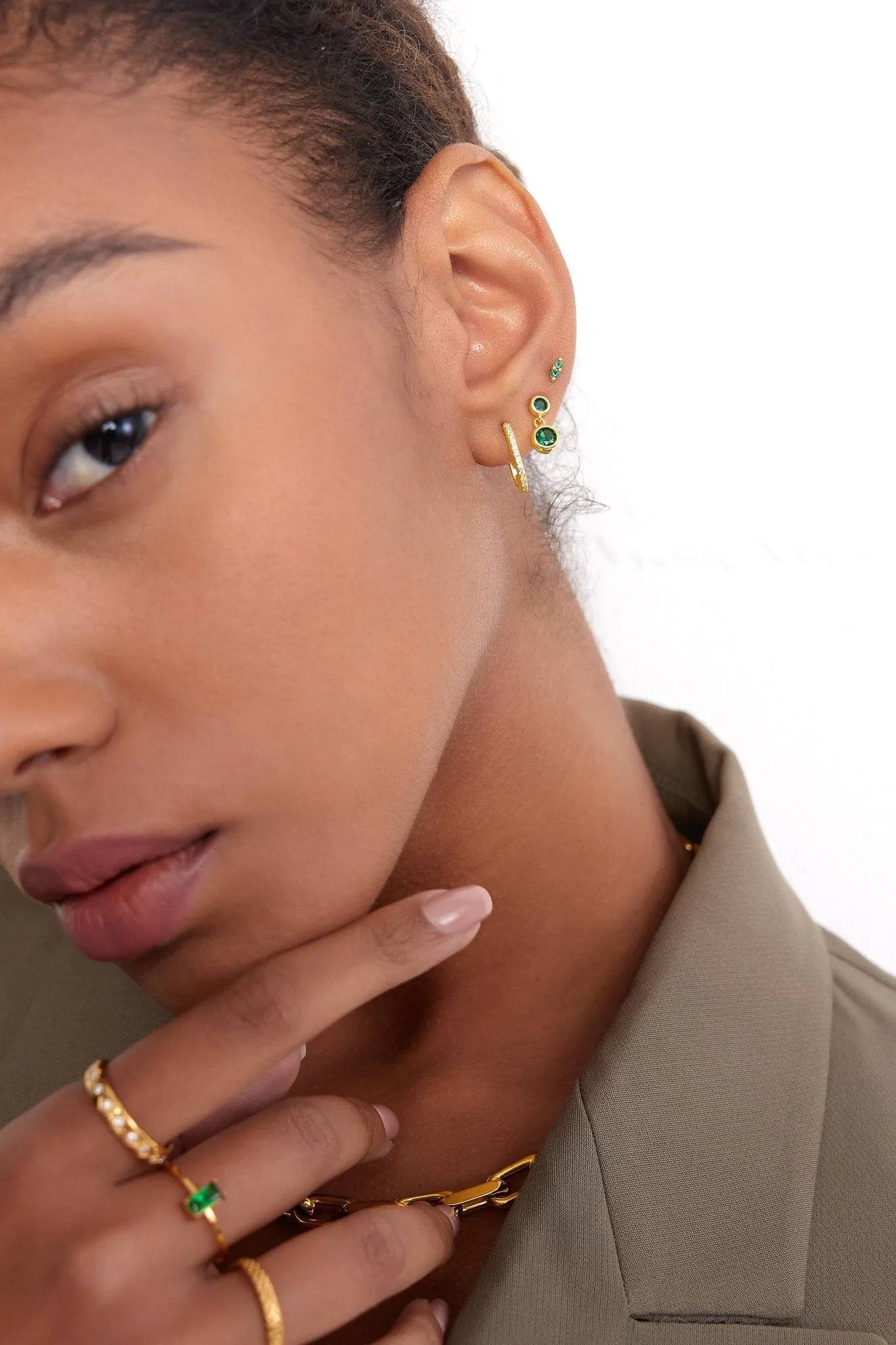 Oval Pave Huggies in Gold sold by Flaire & Co. product image thumbnail 2