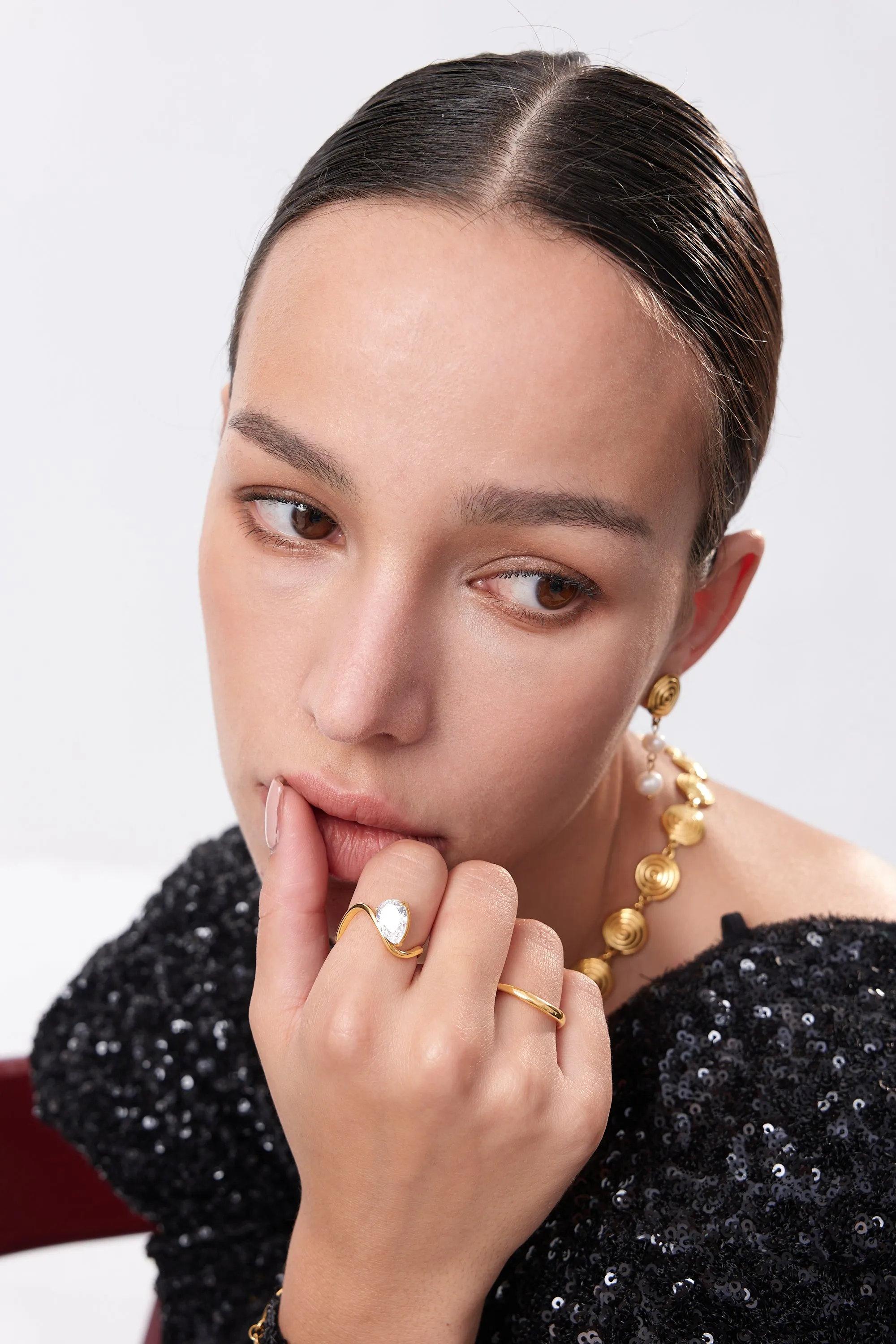 Wave Tear Drop Gem Ring sold by Flaire & Co. product image thumbnail 2