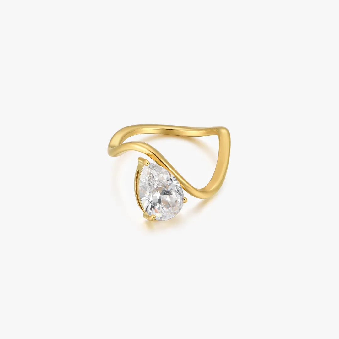 Wave Tear Drop Gem Ring sold by Flaire & Co.