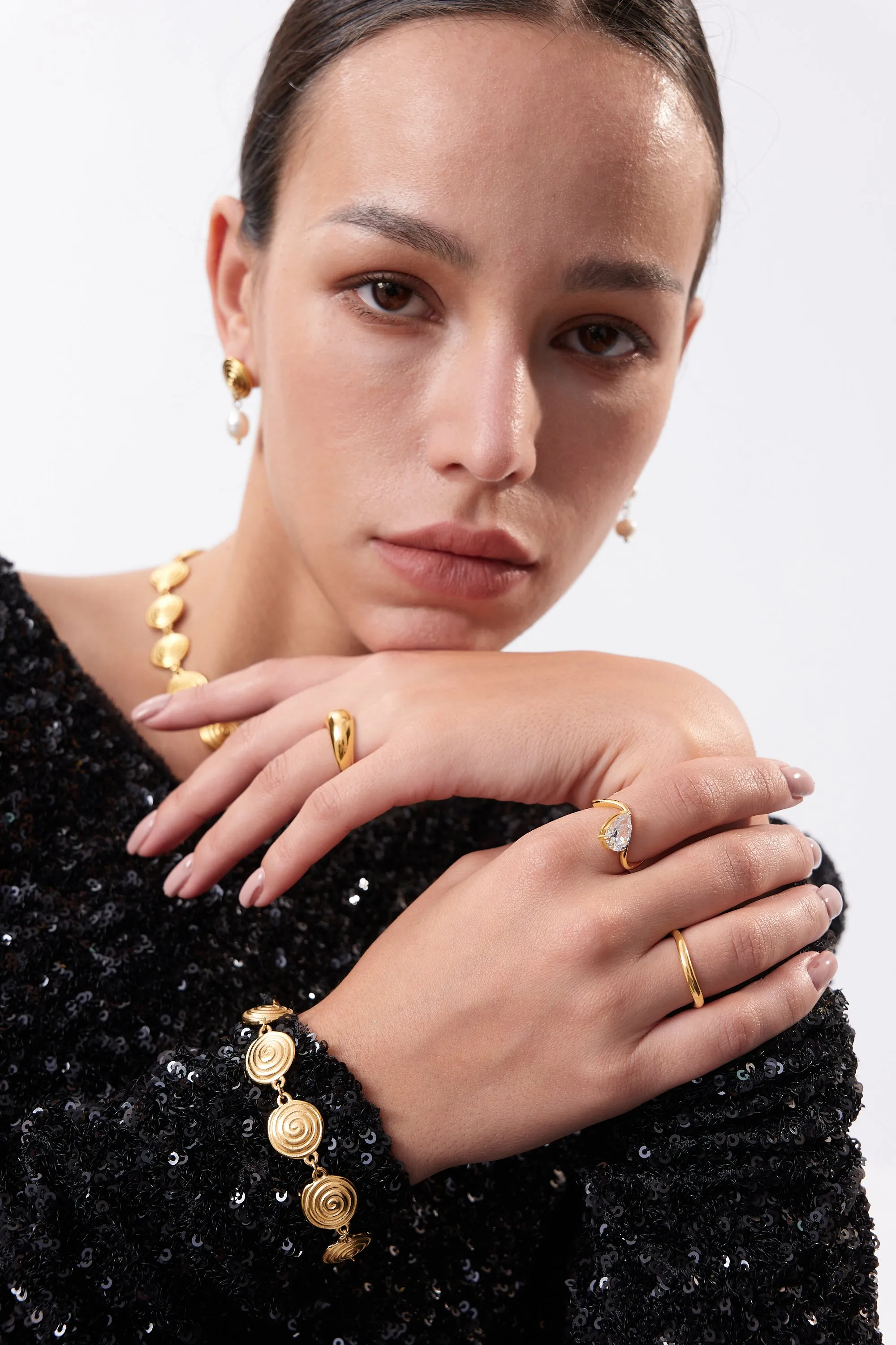 Wave Tear Drop Gem Ring sold by Flaire & Co. product image thumbnail 3