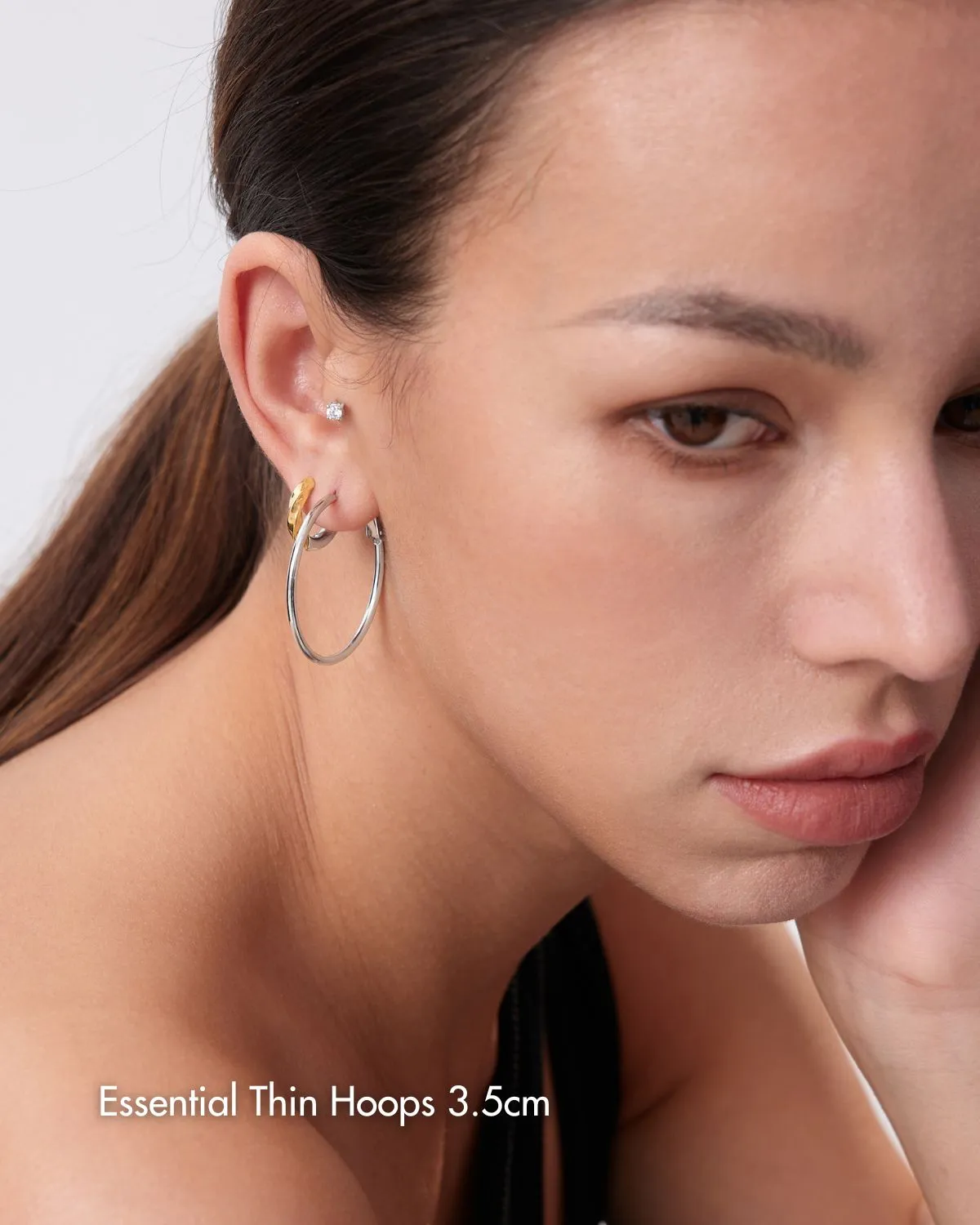 Essential Thin Silver Hoops sold by Flaire & Co. product image thumbnail 2