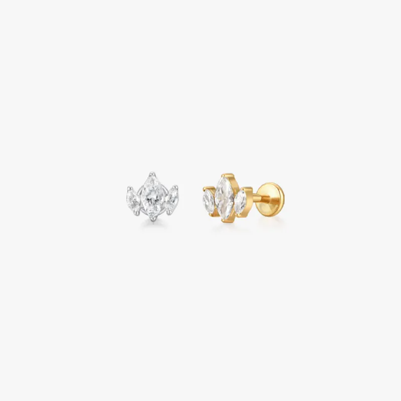 Trio Marquise Titanium Flat Back Stud (Single) sold by Flaire & Co.
