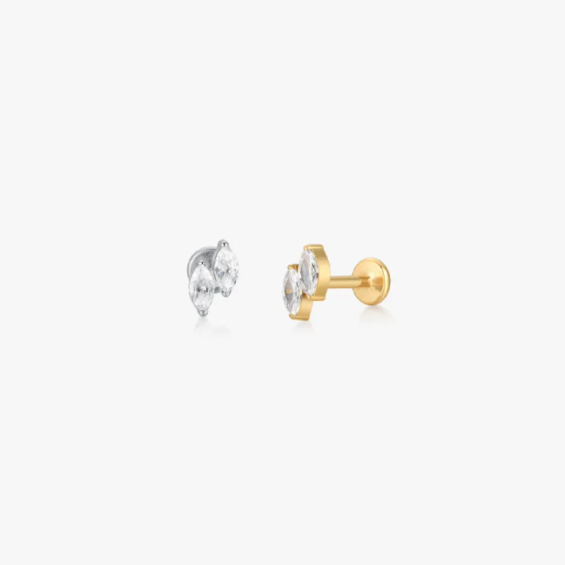 Duo Gem Titanium Flat Back Stud (Single) sold by Flaire & Co.
