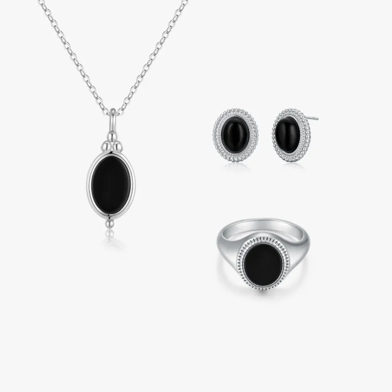 Classic Black Agate Silver Bundle sold by Flaire & Co.