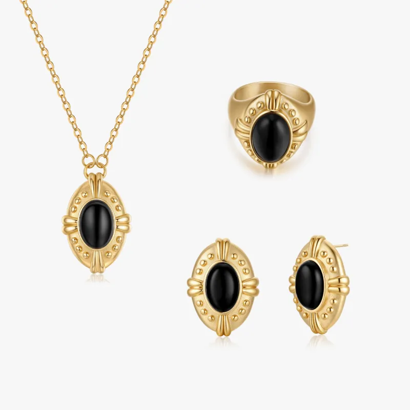 Gold Vintage Inspired Black Agate Bundle sold by Flaire & Co.