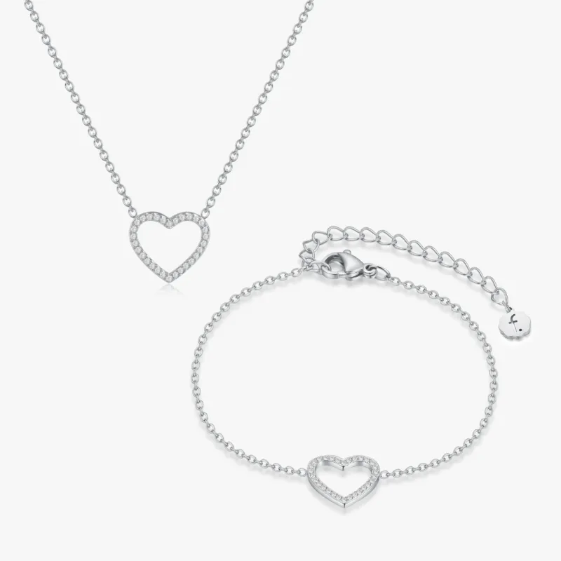 Pave Heart Silver Bundle sold by Flaire & Co.