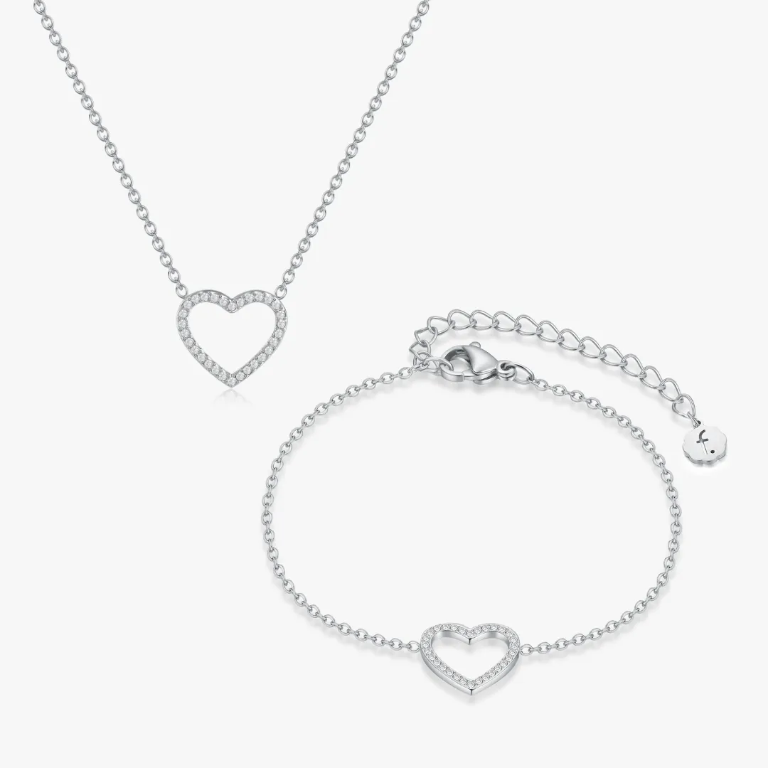 Pave Heart Silver Bundle sold by Flaire & Co.