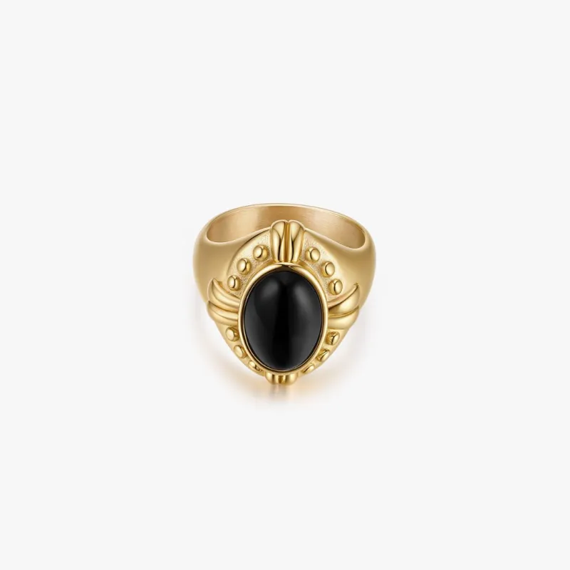 Vintage Inspired Black Agate Ring sold by Flaire & Co.